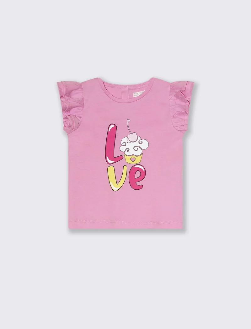 T-shirt con rouches. da neonata - Rosa