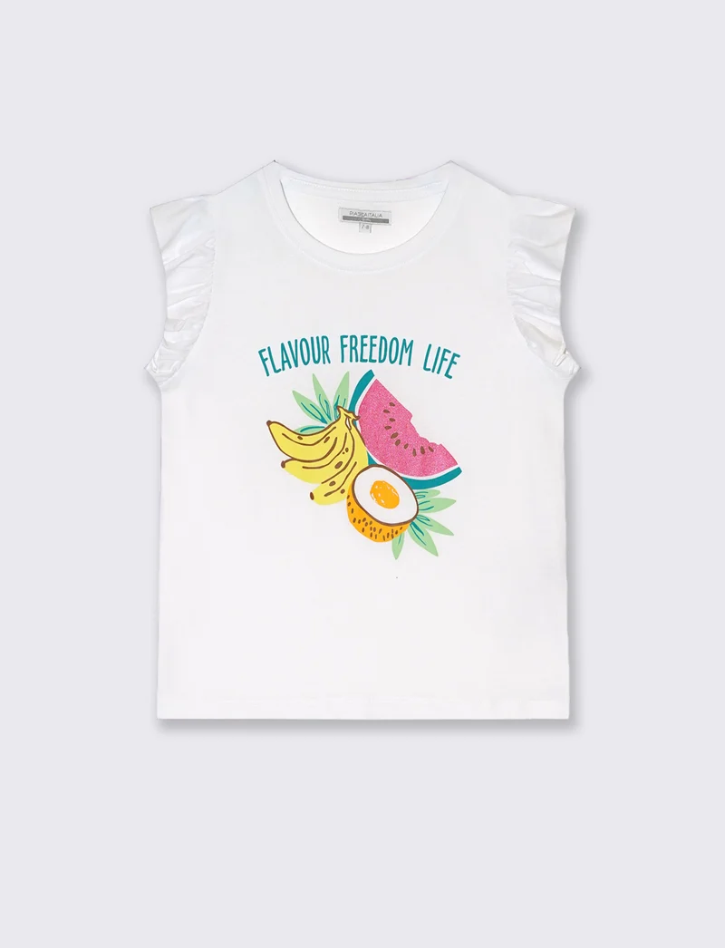 T-shirt mezza manica da bambina - Bianco