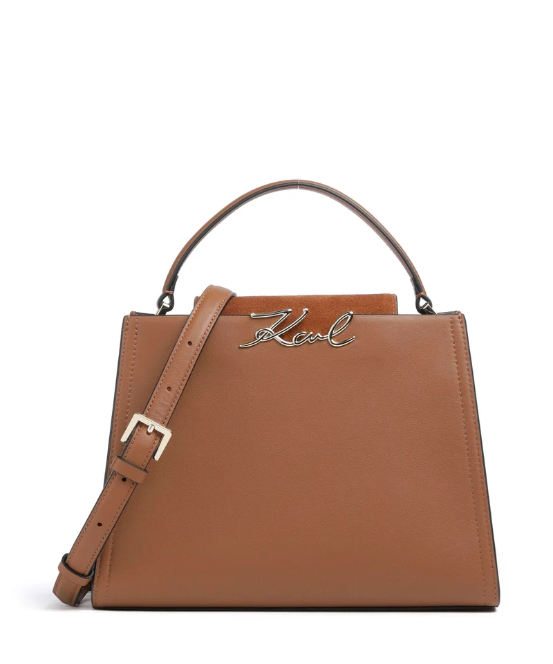 Karl Lagerfeld K/Signature Medium Borsa a mano dark tan