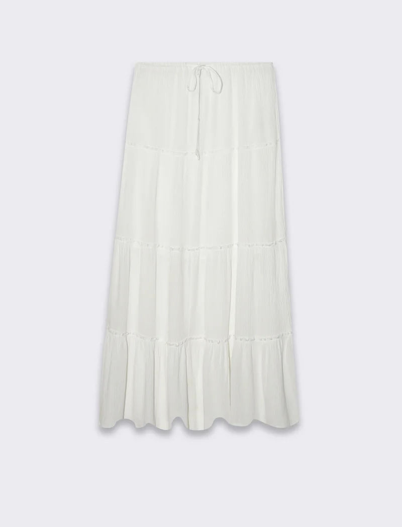 Gonna lunga con coulisse da donna - Bianco