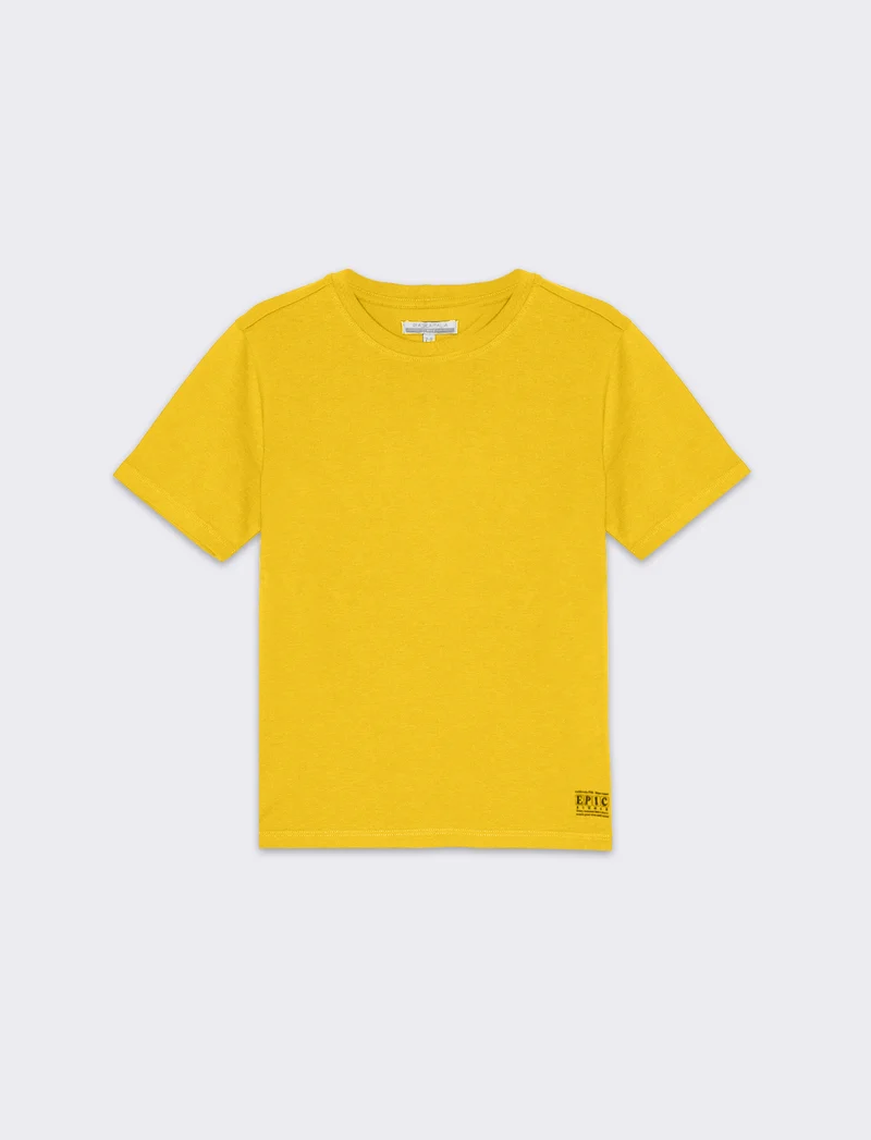 T-shirt basica mezza manica da bambino - Giallo