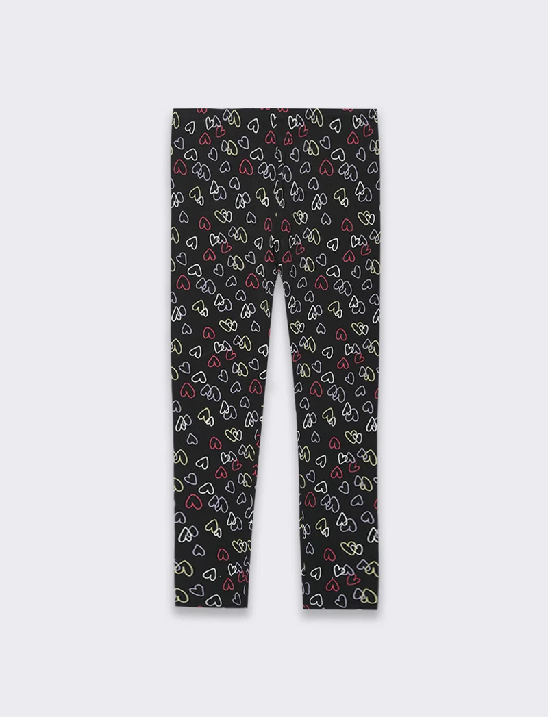 Leggings con stampa all over da bambina - Nero