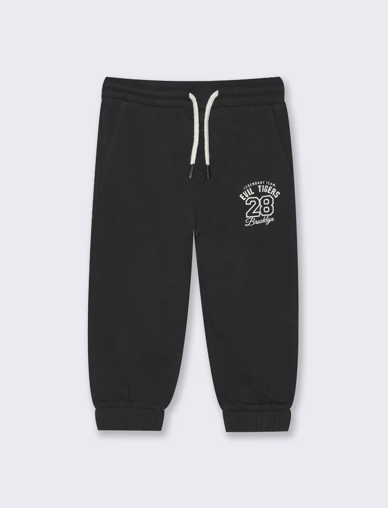 Pantalone in felpa modello Jogger da neonato - Nero