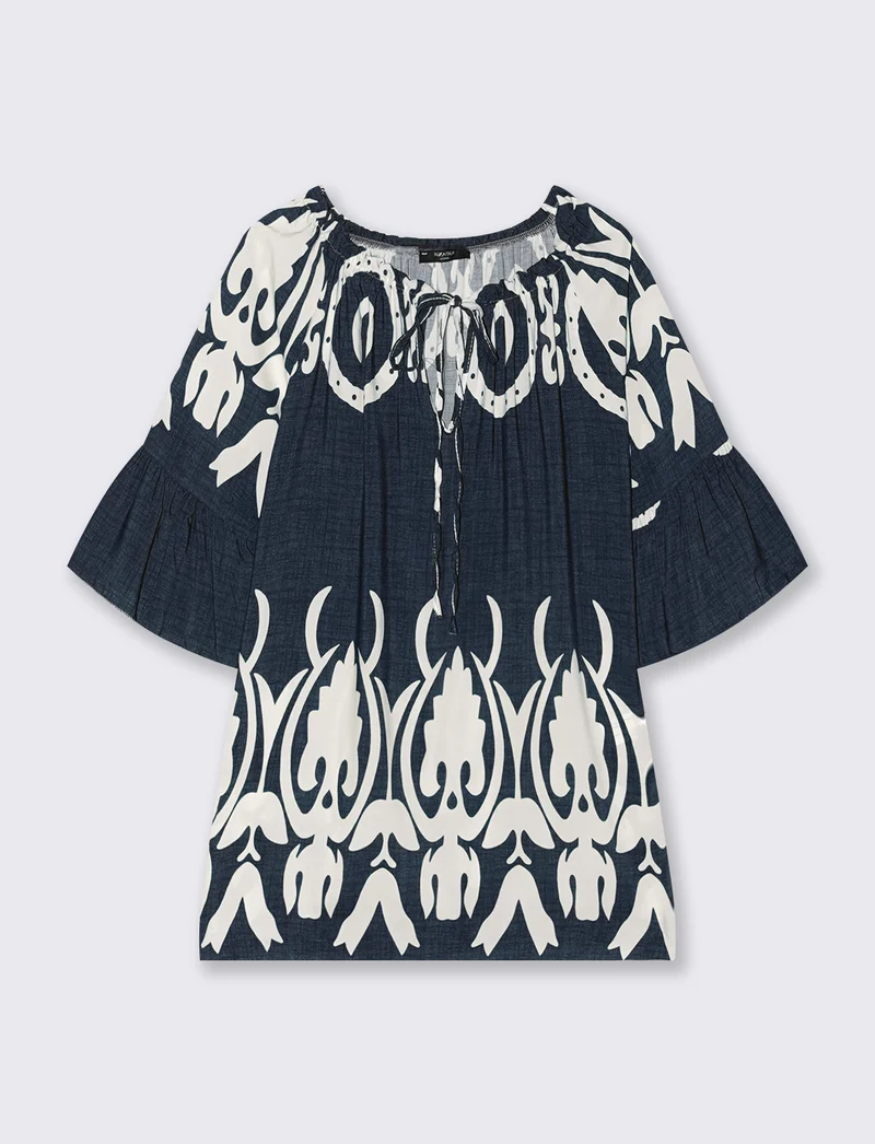 Tshirt in viscosa stampato - Blu