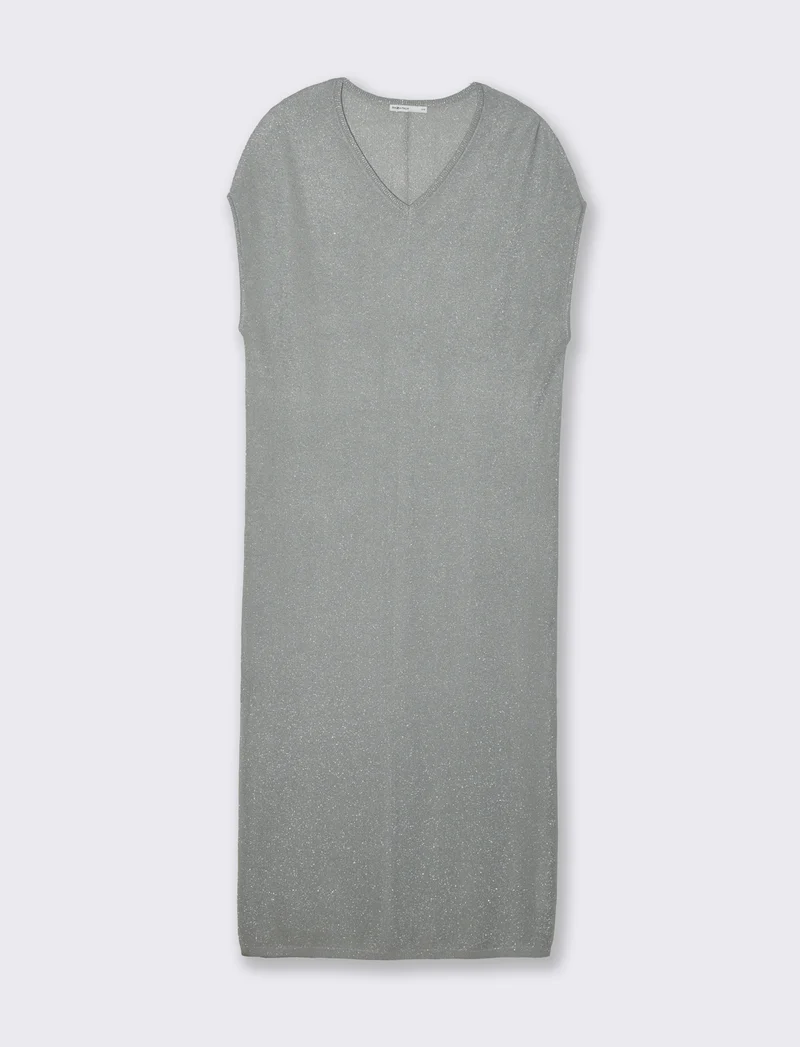 Vestito lungo in maglia da donna - Grigio melange