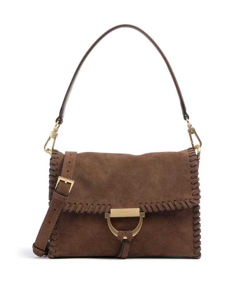 Abro Suede Temi Stitch Borsa a spalla wood