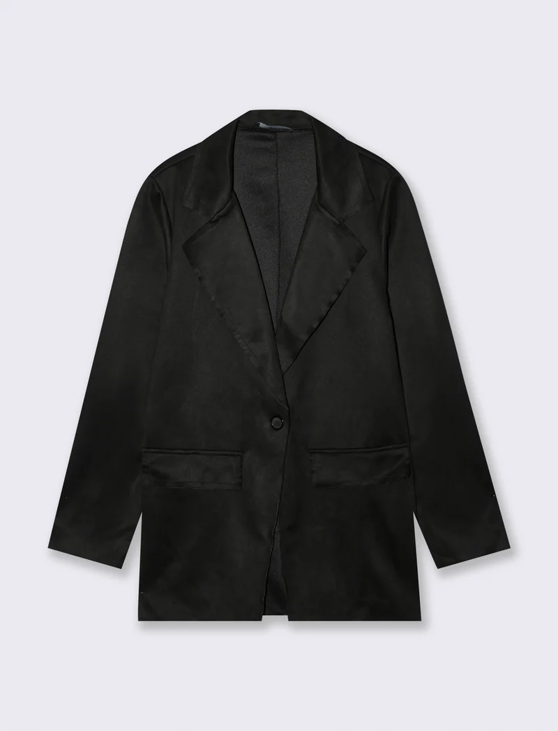 BLAZER IN TESSUTO EFFETTO DAINETTO - Nero