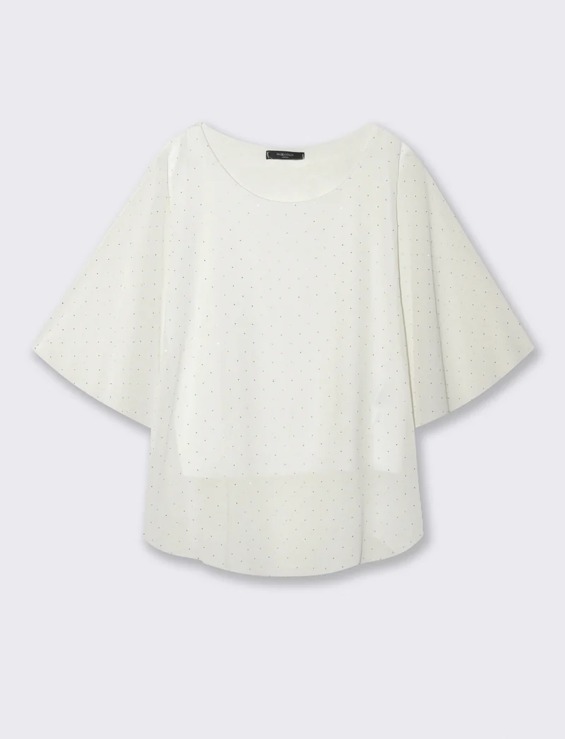 CASACCA OVER CON APPLICAZIONI STRASS - Bianco panna