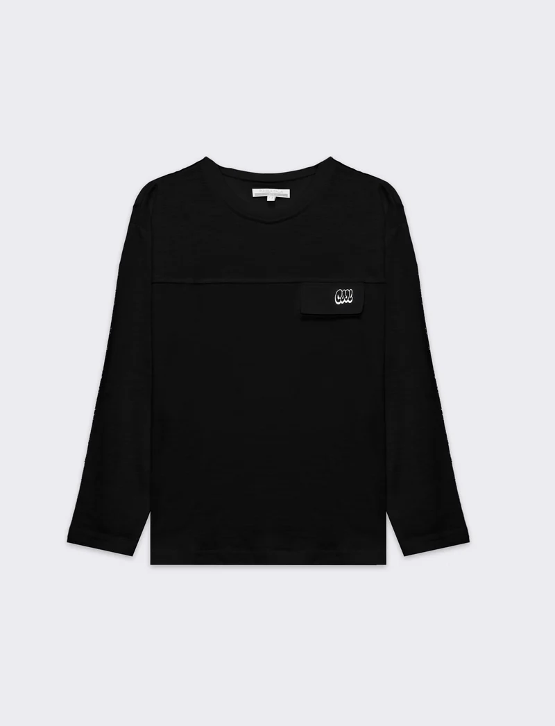 T-shirt in jersey fiammato da bambino - Nero