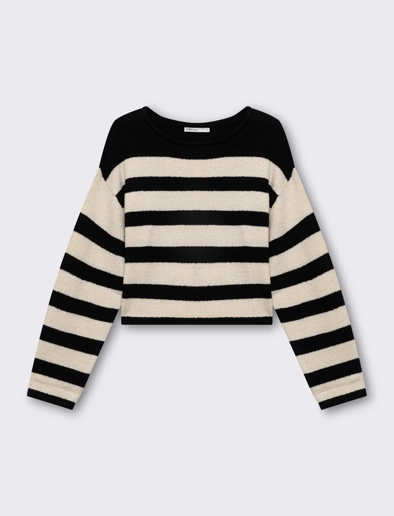 Maglia giro collo a strisce da donna - var 1