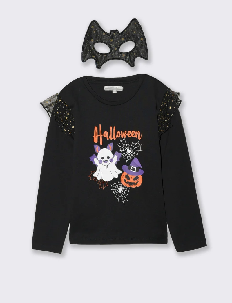 T-shirt Halloween da bambina - Nero