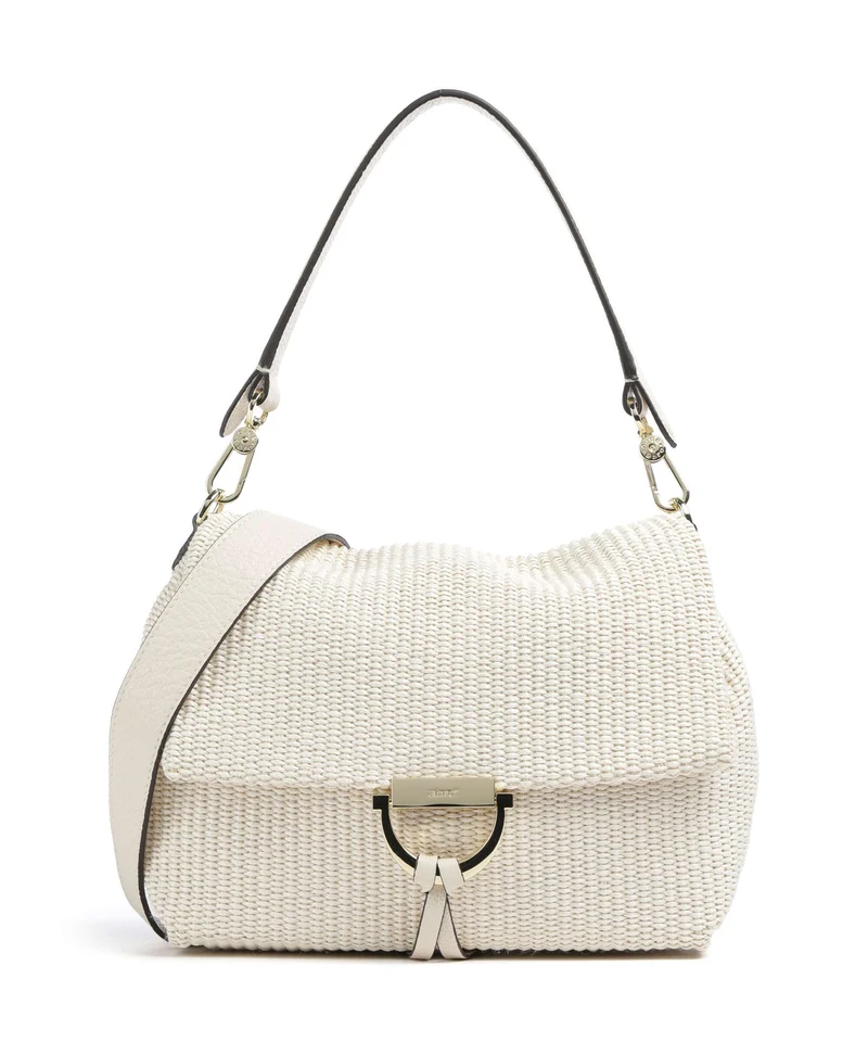 Abro Raffia Classica Temi Medium Borsa a spalla beige