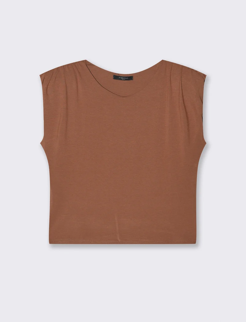Tshirt smanicata con spalline - Marrone tabacco