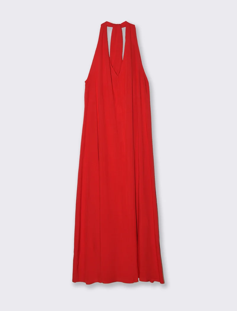 Vestito lungo in viscosa con incrocio sulla schiena - Rosso