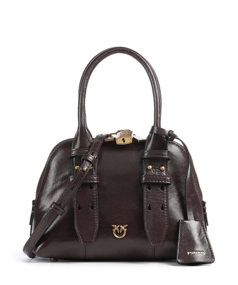 Pinko Bowling Mini Borsa a mano rosso mogano/antique gold