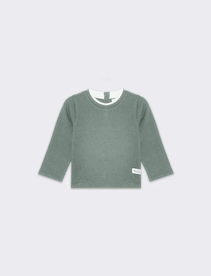 Maglietta con inserti a contrasto da neonato - Verde