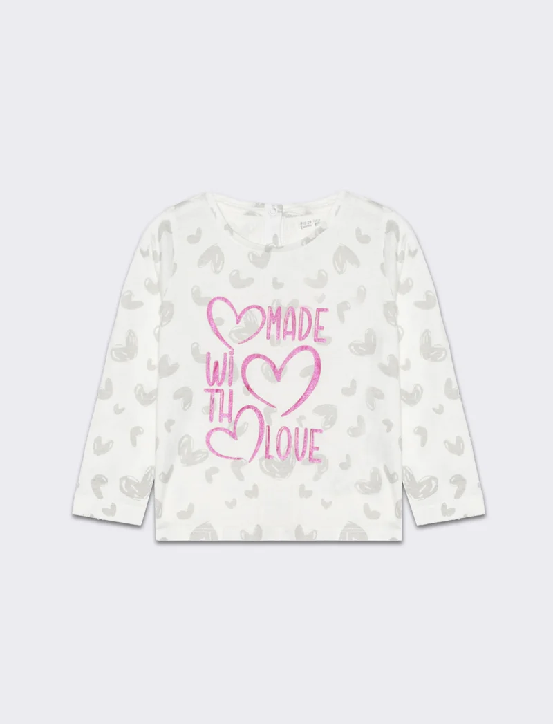 T-shirt all over con stampa da neonata - Bianco latte