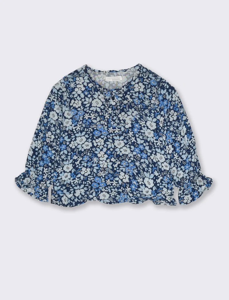 Blusa stampata con fiocchetti da neonata - Blu