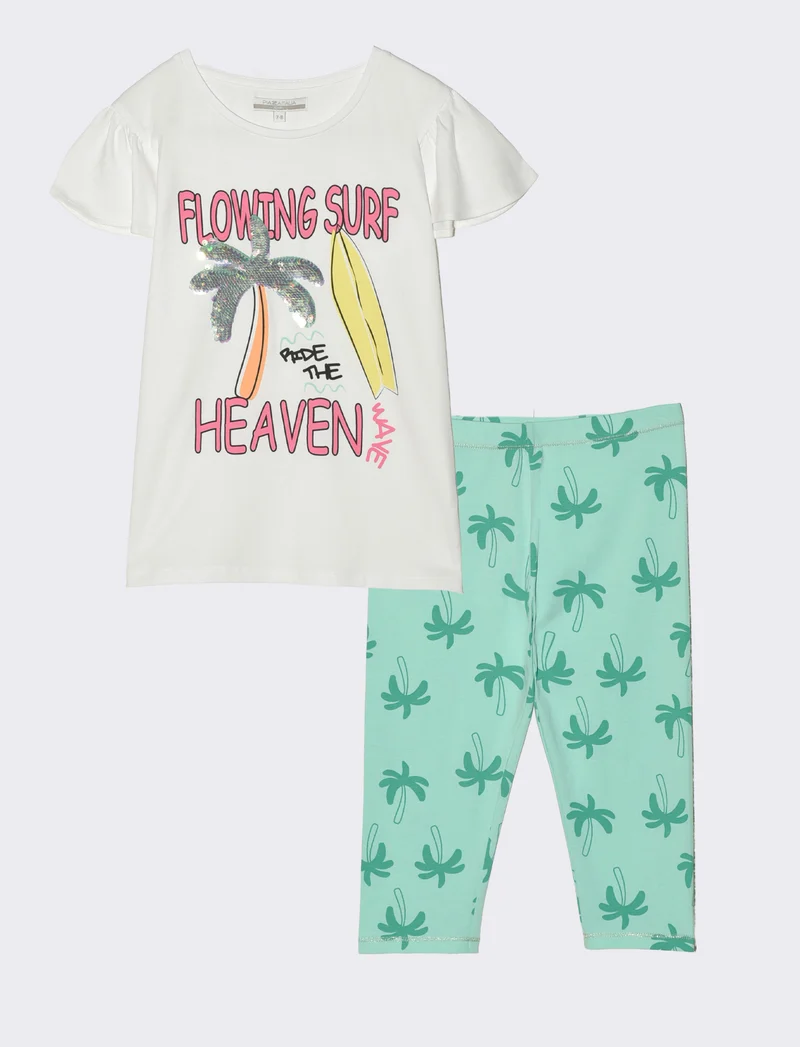 Set due pezzi mezza manica bambina - Verde acqua